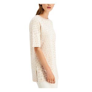 MSRP $70 Alfani Printed Crewneck Sweater Beige Size Medium